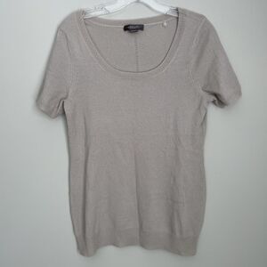 Christopher Fischer Size L Gray Short Sleeve Cashmere Top Crew Neck